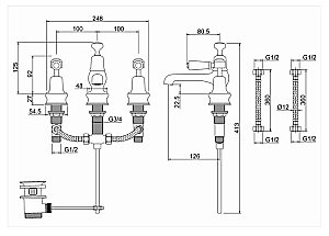 Смеситель для раковины Burlington Regent KER12-QT купить в интернет-магазине сантехники Sanbest
